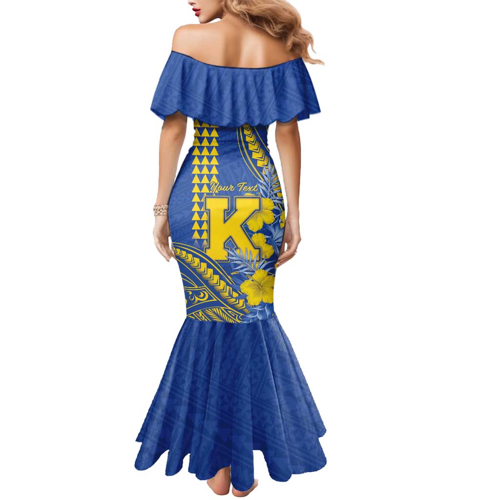 Personalised Hawaii Kaiser High School Mermaid Dress Tribal Tattoo With Hibiscus Flowers