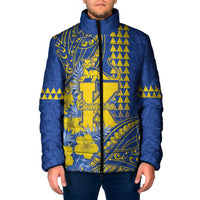 Personalised Hawaii Kaiser High School Padded Jacket Tribal Tattoo With Hibiscus Flowers
