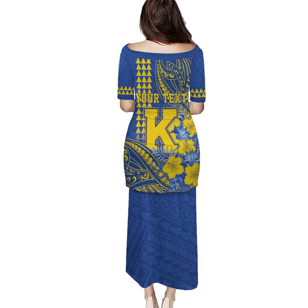 Personalised Hawaii Kaiser High School Puletasi Tribal Tattoo With Hibiscus Flowers