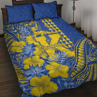 Hawaii Kaiser High School Quilt Bed Set Tribal Tattoo With Hibiscus Flowers