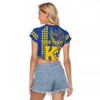 Personalised Hawaii Kaiser High School Raglan Cropped T Shirt Tribal Tattoo With Hibiscus Flowers LT05 - Polynesian Pride