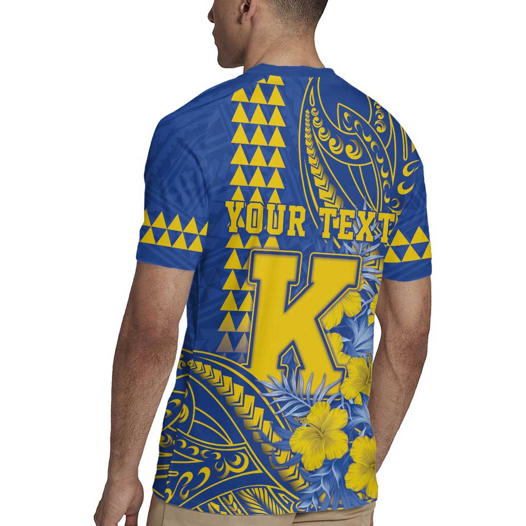 Personalised Hawaii Kaiser High School Rugby Jersey Tribal Tattoo With Hibiscus Flowers
