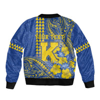 Personalised Hawaii Kaiser High School Sleeve Zip Bomber Jacket Tribal Tattoo With Hibiscus Flowers LT05 - Polynesian Pride