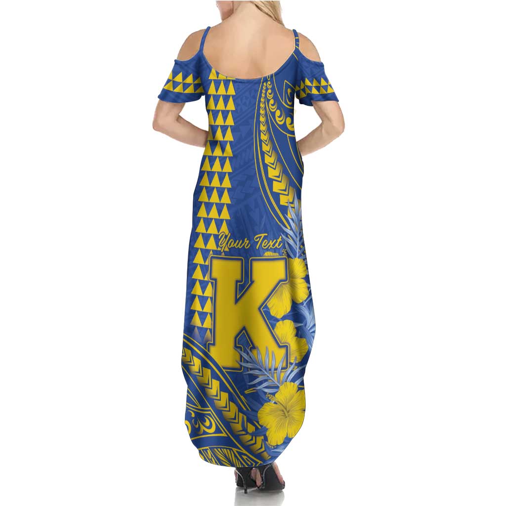 Personalised Hawaii Kaiser High School Summer Maxi Dress Tribal Tattoo With Hibiscus Flowers LT05 - Polynesian Pride