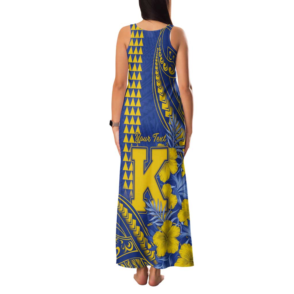 Personalised Hawaii Kaiser High School Tank Maxi Dress Tribal Tattoo With Hibiscus Flowers LT05 - Polynesian Pride