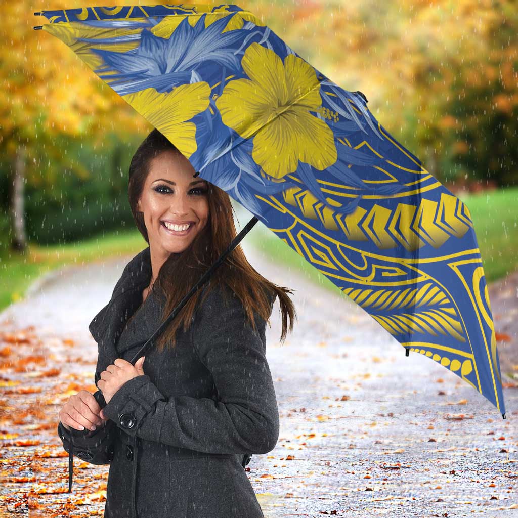 Hawaii Kaiser High School Umbrella Tribal Tattoo With Hibiscus Flowers