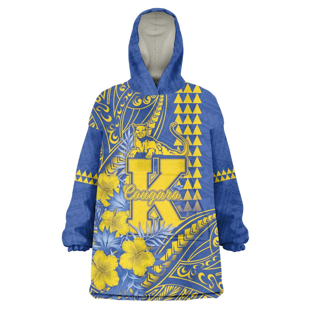 Personalised Hawaii Kaiser High School Wearable Blanket Hoodie Tribal Tattoo With Hibiscus Flowers