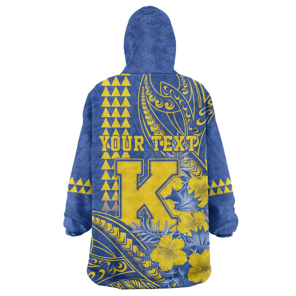 Personalised Hawaii Kaiser High School Wearable Blanket Hoodie Tribal Tattoo With Hibiscus Flowers