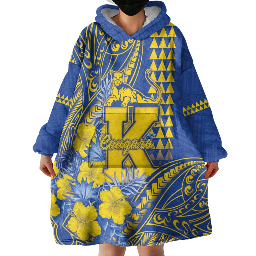 Personalised Hawaii Kaiser High School Wearable Blanket Hoodie Tribal Tattoo With Hibiscus Flowers