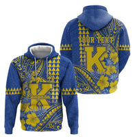 Personalised Hawaii Kaiser High School Zip Hoodie Tribal Tattoo With Hibiscus Flowers