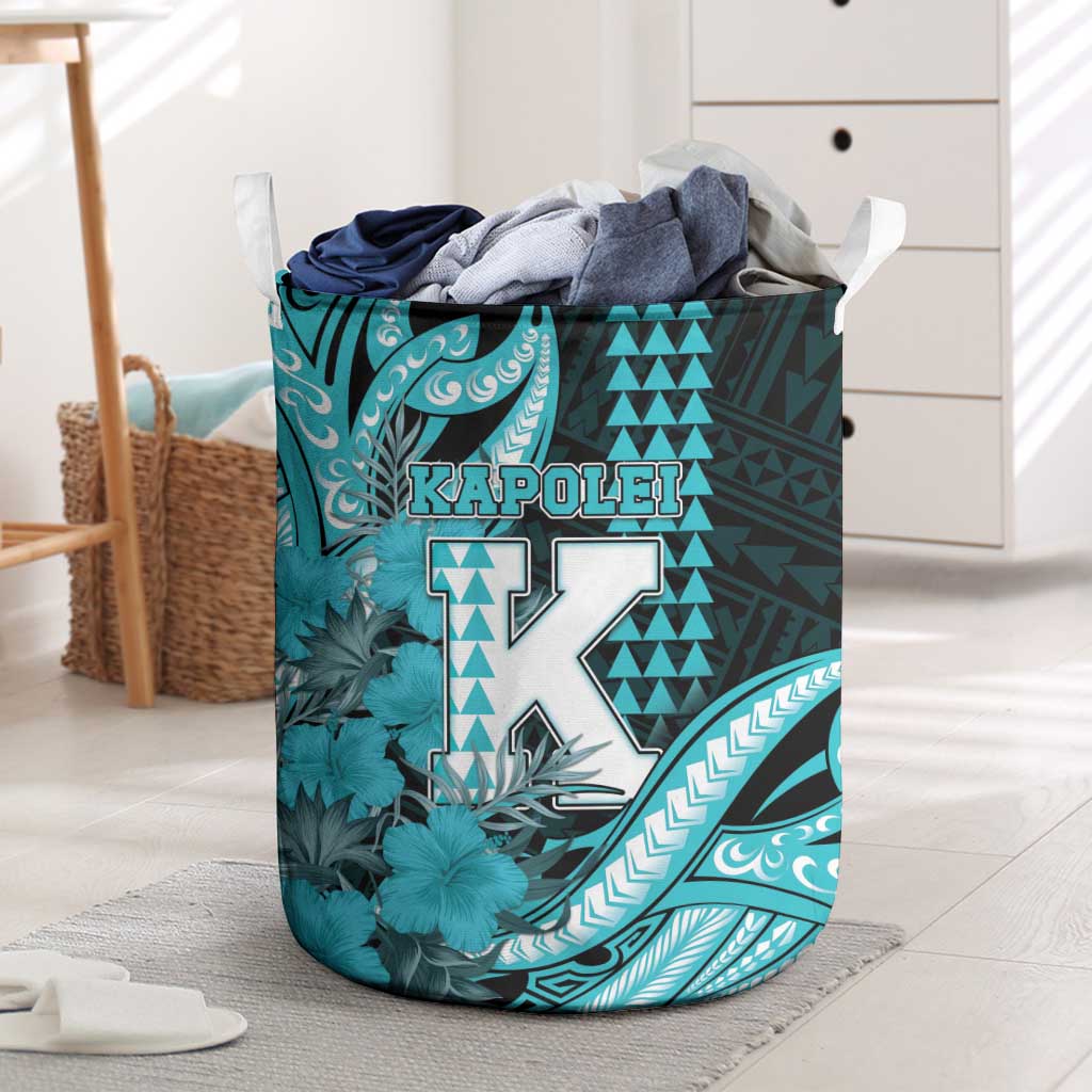 Hawaii Kapolei High School Laundry Basket Tribal Tattoo With Hibiscus Flowers