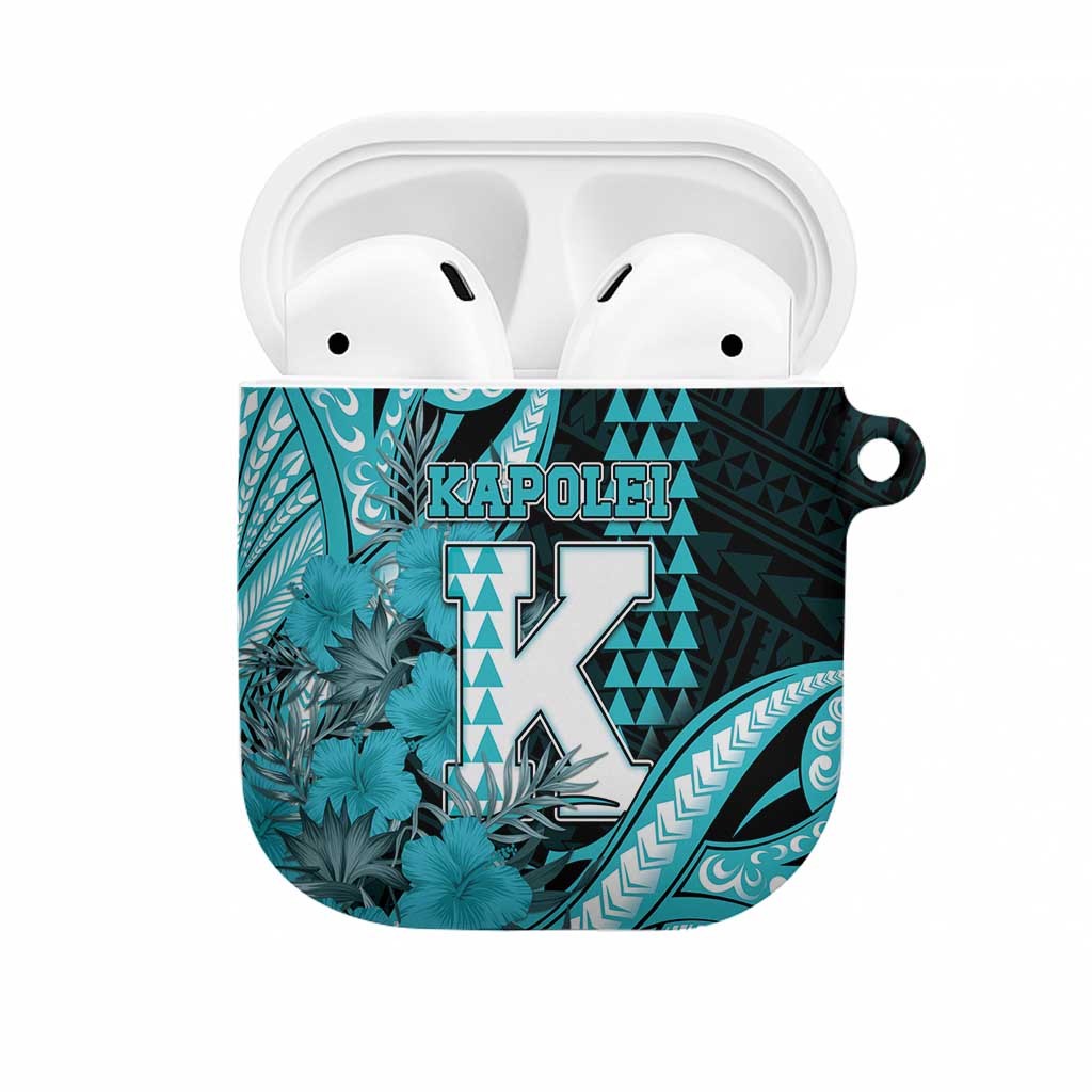 Hawaii Kapolei High School AirPods Case Tribal Tattoo With Hibiscus Flowers