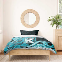 Hawaii Kapolei High School Bedding Set Tribal Tattoo With Hibiscus Flowers