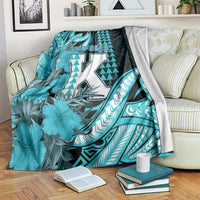Hawaii Kapolei High School Blanket Tribal Tattoo With Hibiscus Flowers LT05 Dark Teal - Polynesian Pride