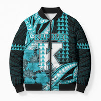 Personalised Hawaii Kapolei High School Bomber Puffer Jacket Tribal Tattoo With Hibiscus Flowers