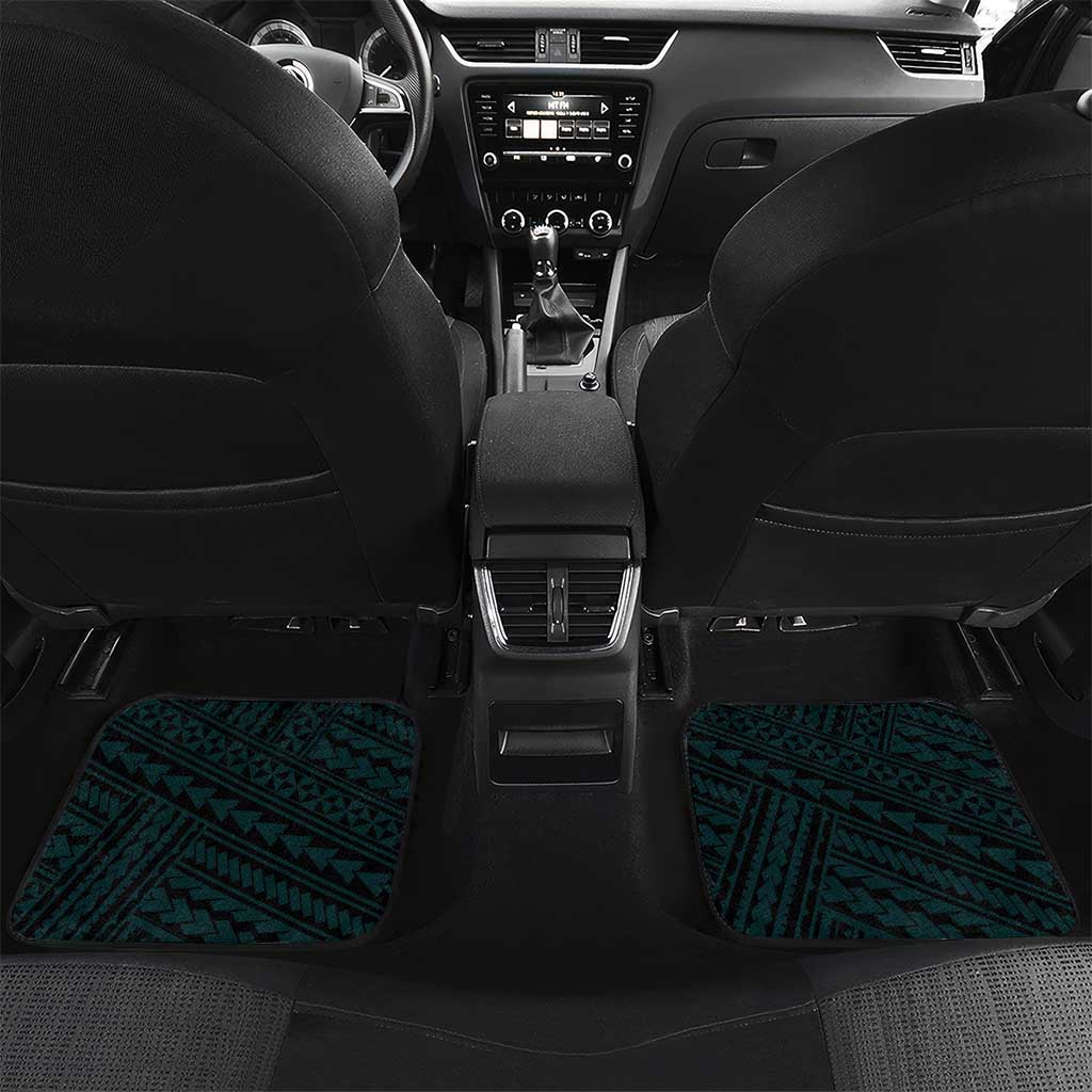 Personalised Hawaii Kapolei High School Car Mats Tribal Tattoo With Hibiscus Flowers