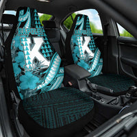 Hawaii Kapolei High School Car Seat Cover Tribal Tattoo With Hibiscus Flowers LT05 One Size Dark Teal - Polynesian Pride