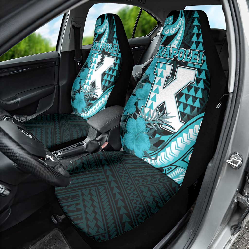 Hawaii Kapolei High School Car Seat Cover Tribal Tattoo With Hibiscus Flowers LT05 - Polynesian Pride