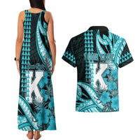 Personalised Hawaii Kapolei High School Couples Matching Tank Maxi Dress and Hawaiian Shirt Tribal Tattoo With Hibiscus Flowers LT05 - Polynesian Pride