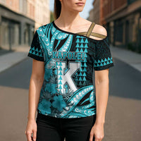 Personalised Hawaii Kapolei High School Cross Shoulder Shirt Tribal Tattoo With Hibiscus Flowers LT05 - Polynesian Pride