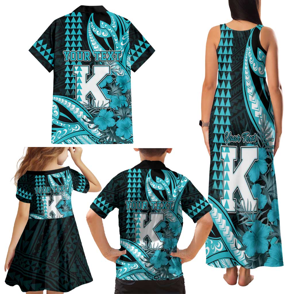 Personalised Hawaii Kapolei High School Family Matching Tank Maxi Dress and Hawaiian Shirt Tribal Tattoo With Hibiscus Flowers LT05 - Polynesian Pride