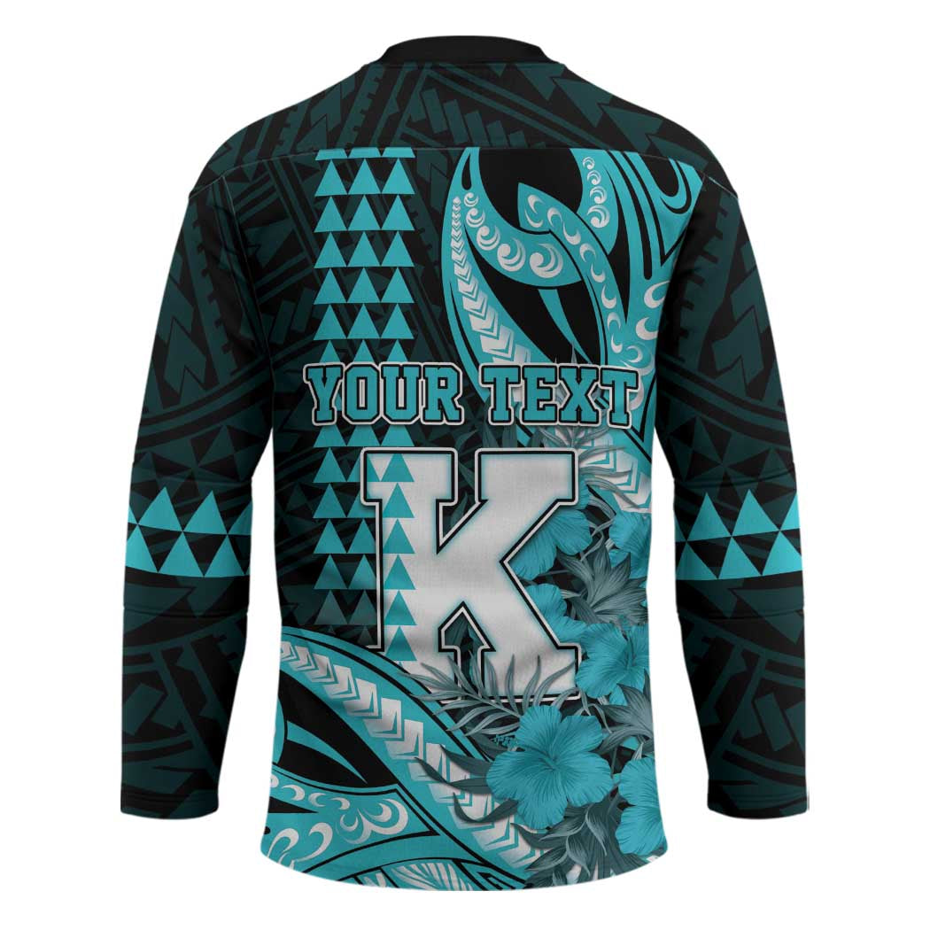Personalised Hawaii Kapolei High School Hockey Jersey Tribal Tattoo With Hibiscus Flowers LT05 - Polynesian Pride