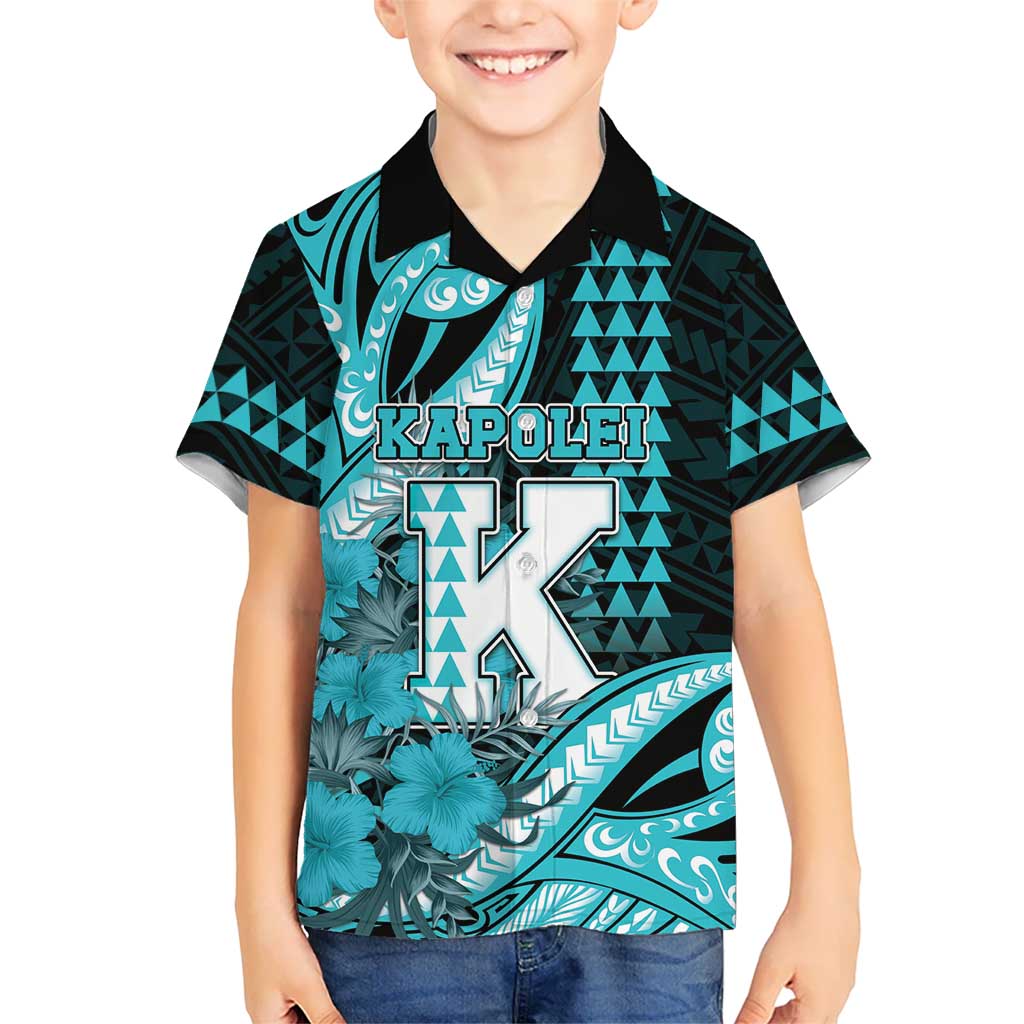Personalised Hawaii Kapolei High School Kid Hawaiian Shirt Tribal Tattoo With Hibiscus Flowers
