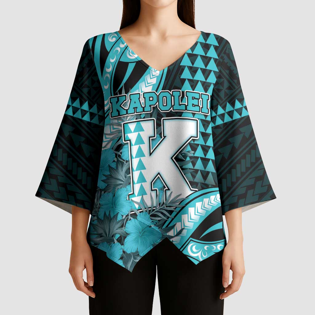 Personalised Hawaii Kapolei High School Kimono Sleeve Blouse Tribal Tattoo With Hibiscus Flowers LT05 - Polynesian Pride