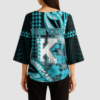 Personalised Hawaii Kapolei High School Kimono Sleeve Blouse Tribal Tattoo With Hibiscus Flowers LT05 - Polynesian Pride