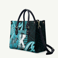 Hawaii Kapolei High School Leather Bag Tribal Tattoo With Hibiscus Flowers LT05 Dark Teal - Polynesian Pride
