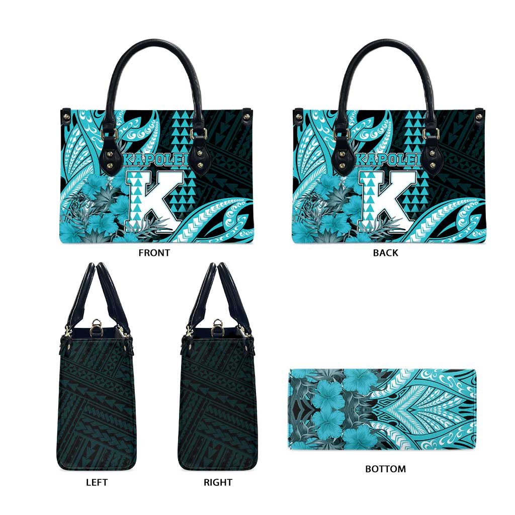 Hawaii Kapolei High School Leather Bag Tribal Tattoo With Hibiscus Flowers LT05 - Polynesian Pride