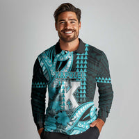 Personalised Hawaii Kapolei High School Long Sleeve Polo Shirt Tribal Tattoo With Hibiscus Flowers LT05 - Polynesian Pride