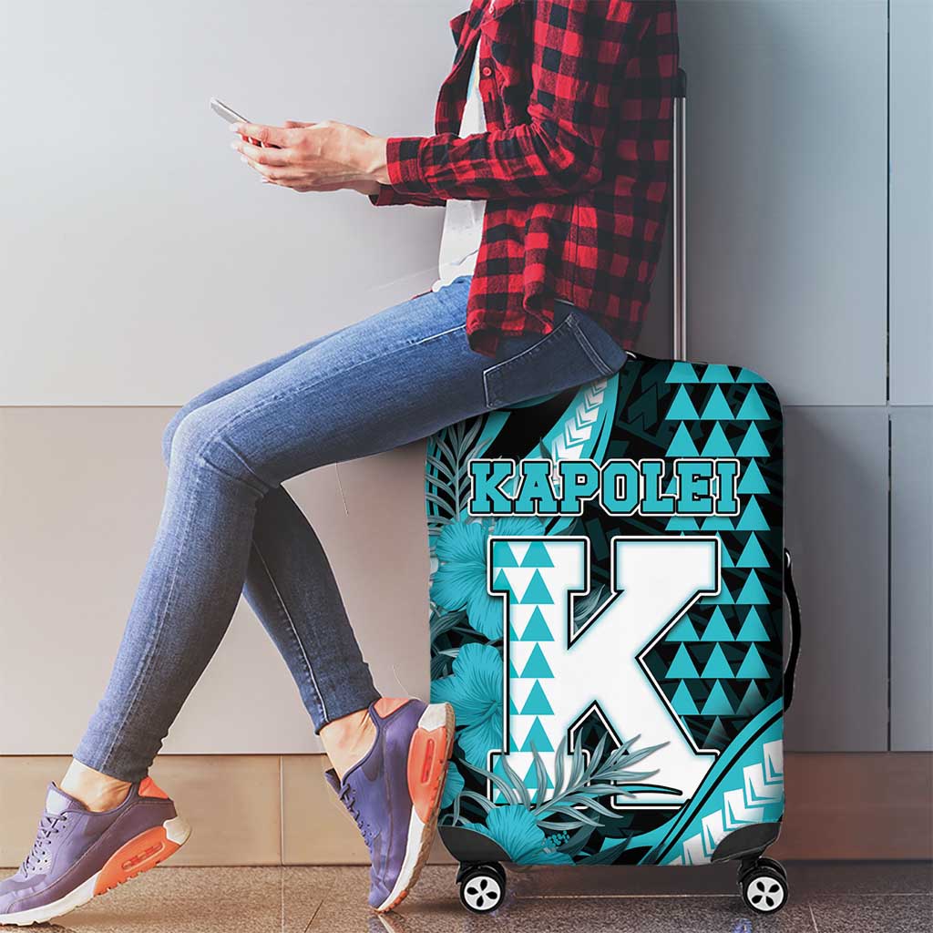 Hawaii Kapolei High School Luggage Cover Tribal Tattoo With Hibiscus Flowers LT05 - Polynesian Pride