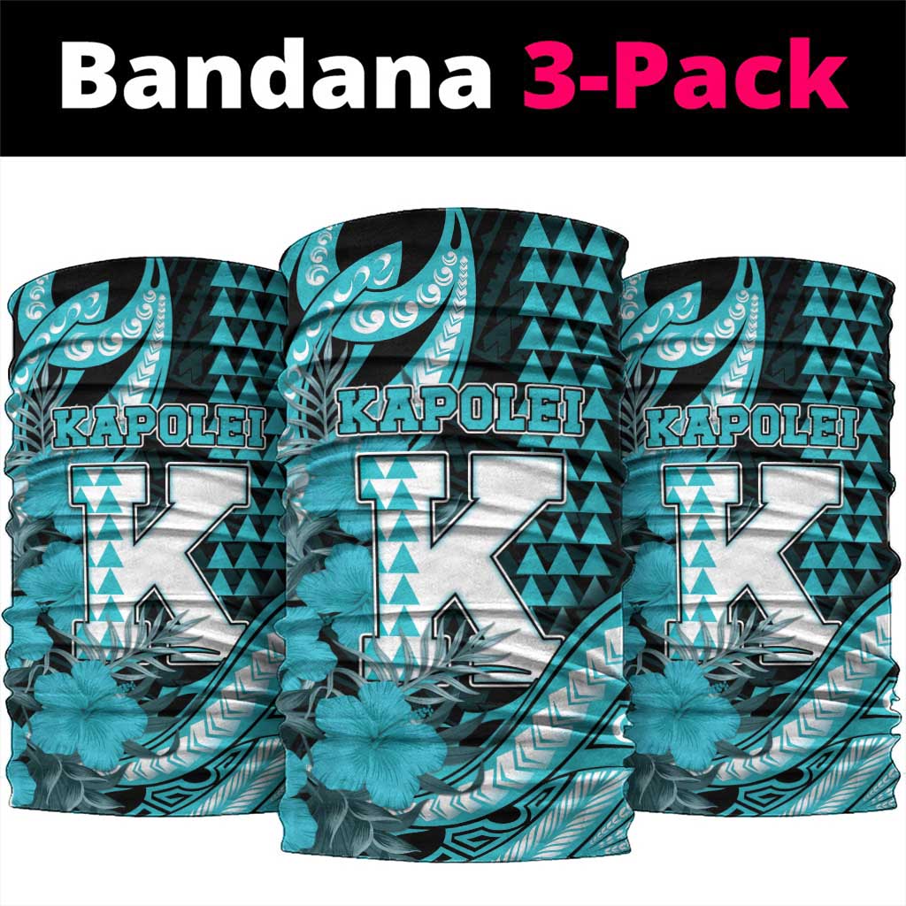 Hawaii Kapolei High School Neck Gaiter Tribal Tattoo With Hibiscus Flowers LT05 package One Size: 25*50cm Dark Teal - Polynesian Pride