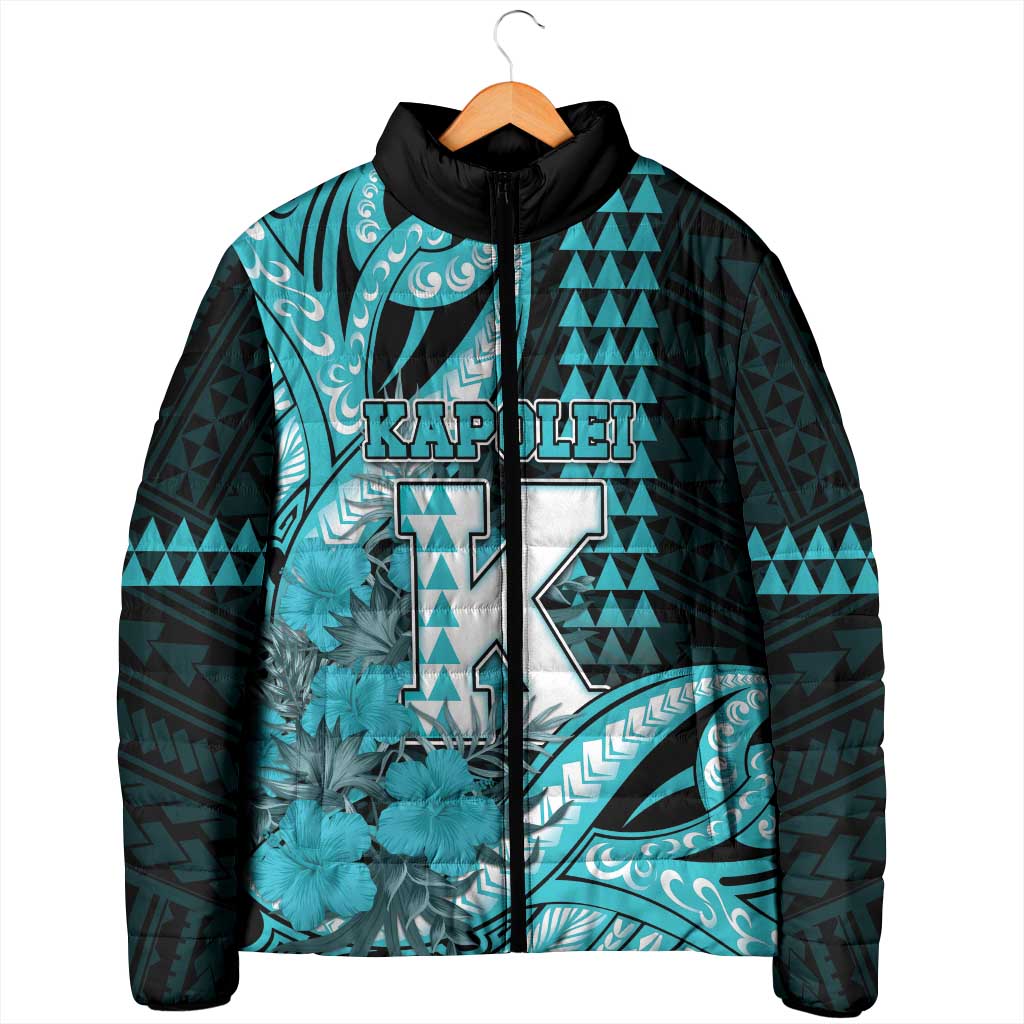 Personalised Hawaii Kapolei High School Padded Jacket Tribal Tattoo With Hibiscus Flowers LT05 - Polynesian Pride