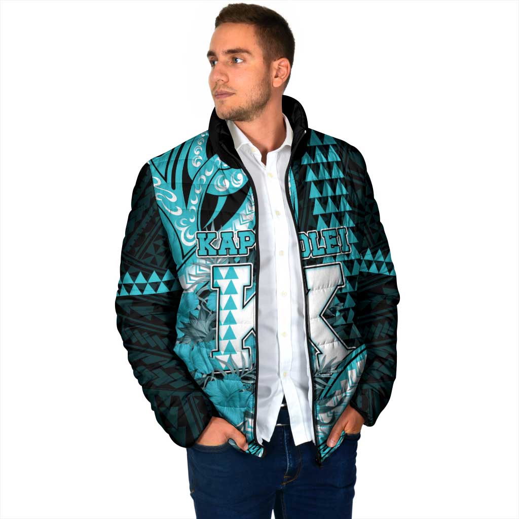 Personalised Hawaii Kapolei High School Padded Jacket Tribal Tattoo With Hibiscus Flowers LT05 - Polynesian Pride