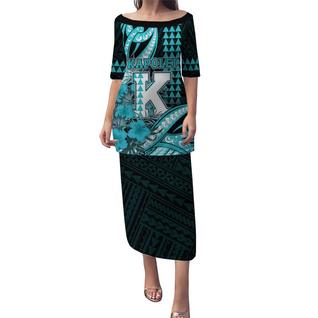 Personalised Hawaii Kapolei High School Puletasi Tribal Tattoo With Hibiscus Flowers