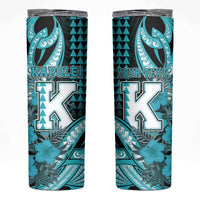 Personalised Hawaii Kapolei High School Skinny Tumbler Tribal Tattoo With Hibiscus Flowers
