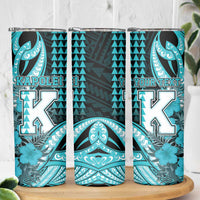 Personalised Hawaii Kapolei High School Skinny Tumbler Tribal Tattoo With Hibiscus Flowers