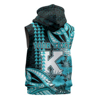 Personalised Hawaii Kapolei High School Sleeveless Hoodie Tribal Tattoo With Hibiscus Flowers LT05 - Polynesian Pride