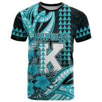 Personalised Hawaii Kapolei High School T Shirt Tribal Tattoo With Hibiscus Flowers LT05 Dark Teal - Polynesian Pride