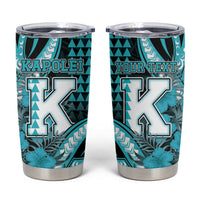 Personalised Hawaii Kapolei High School Tumbler Cup Tribal Tattoo With Hibiscus Flowers LT05 Dark Teal - Polynesian Pride