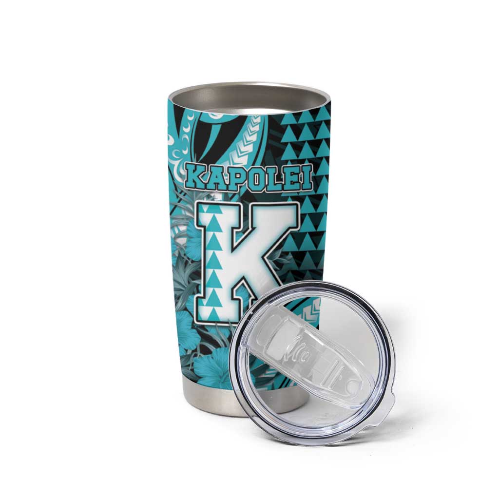 Personalised Hawaii Kapolei High School Tumbler Cup Tribal Tattoo With Hibiscus Flowers LT05 - Polynesian Pride