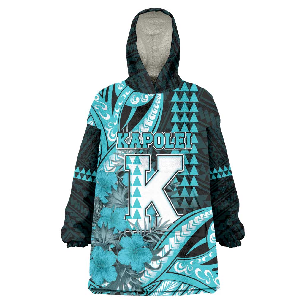 Personalised Hawaii Kapolei High School Wearable Blanket Hoodie Tribal Tattoo With Hibiscus Flowers