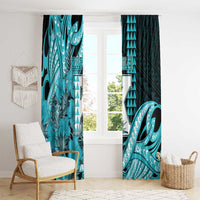 Hawaii Kapolei High School Window Curtain Tribal Tattoo With Hibiscus Flowers
