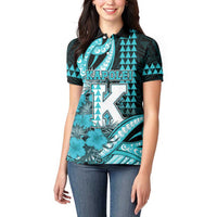 Personalised Hawaii Kapolei High School Women Polo Shirt Tribal Tattoo With Hibiscus Flowers