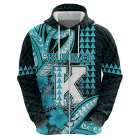 Personalised Hawaii Kapolei High School Zip Hoodie Tribal Tattoo With Hibiscus Flowers LT05 - Polynesian Pride