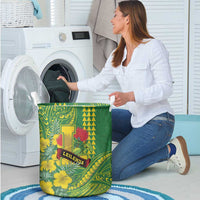 Hawaii Leilehua High School Laundry Basket Tribal Tattoo With Hibiscus Flowers