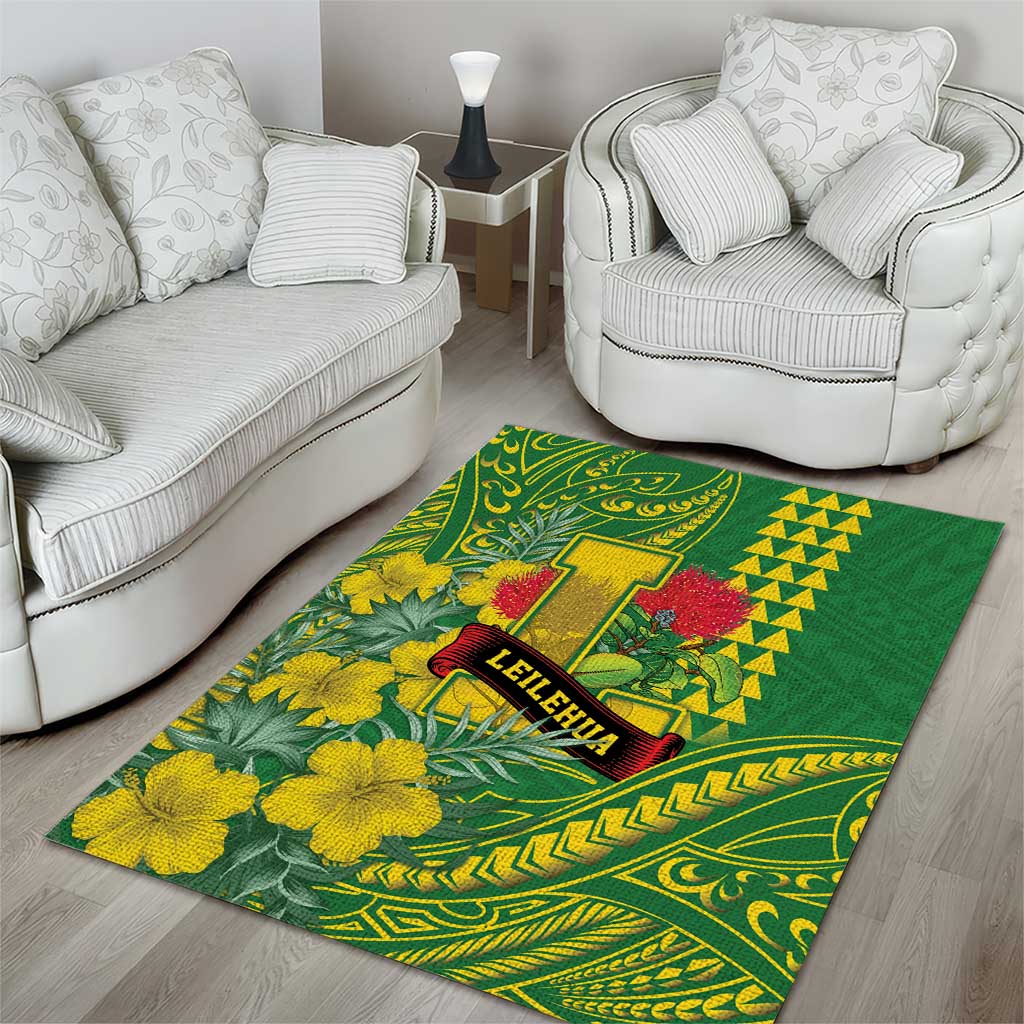 Hawaii Leilehua High School Area Rug Tribal Tattoo With Hibiscus Flowers LT05 - Polynesian Pride