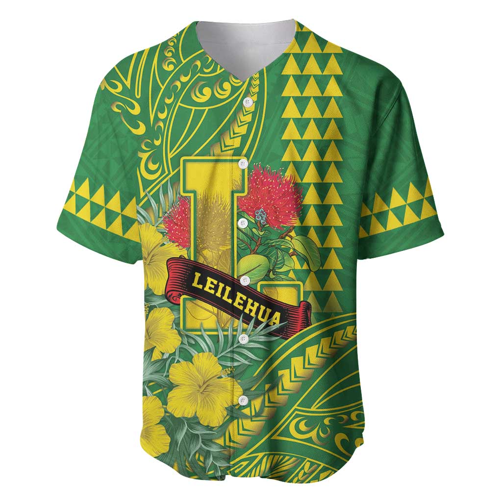Personalised Hawaii Leilehua High School Baseball Jersey Tribal Tattoo With Hibiscus Flowers